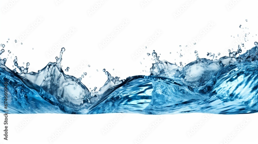 fresh blue natural drink water wave wide panorama.Generative AI fresh blue natural drink water wave wide panorama.Generative AI