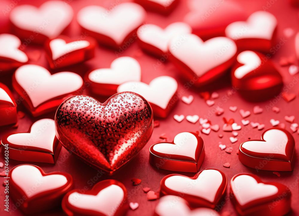 Fototapeta premium Happy Valentine Day background with hearts