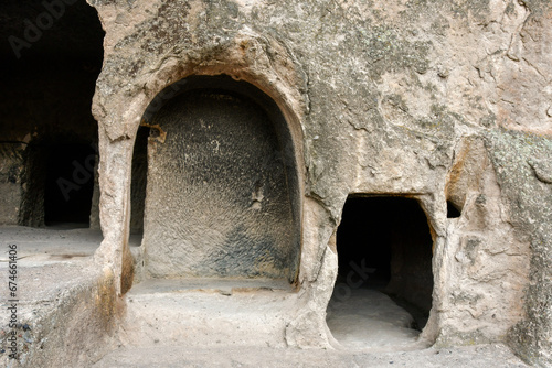 Closeup of an ancient cave entrance, Vardzia Monastery Cave City, Georgia © ako-photography