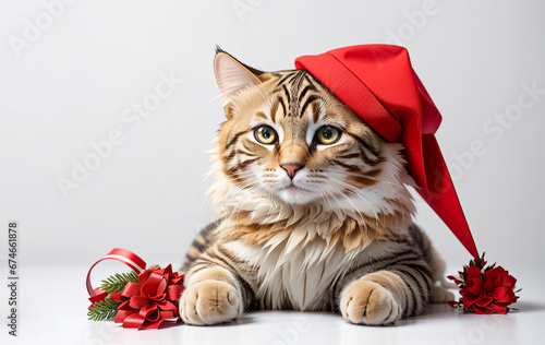 Funny cute animals celebrating New Year and Christmas.
