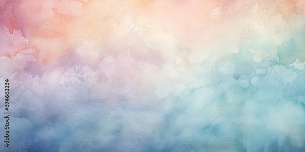 Watercolour painting wide canvas background backdrop smeared soft colours decorating, generated ai