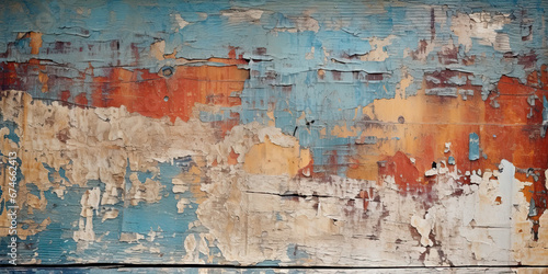 Paint peeling from wall cracked painting background textured surface, generated ai