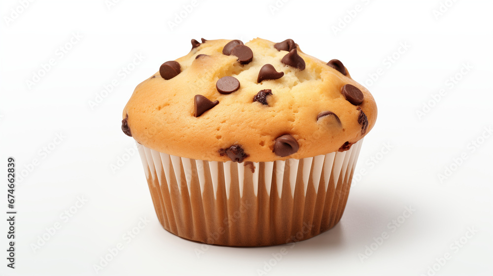 Chocolate Chip Muffin on Isolated White Background Chocolate Chip Muffin on Isolated White Background