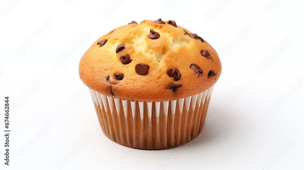 Chocolate Chip Muffin on Isolated White Background Chocolate Chip Muffin on Isolated White Background