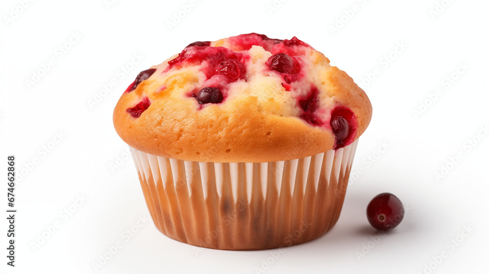 Orange Cranberry Muffin on Isolated White Background Orange Cranberry Muffin on Isolated White Background