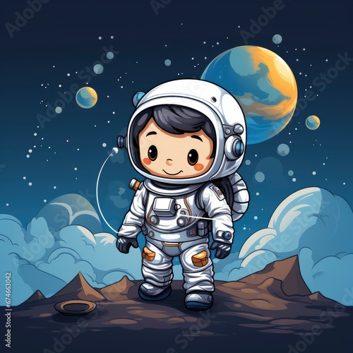 Cute Astronaut Holding Moon Flag , Cartoon Graphic Design, Background Hd For Designer