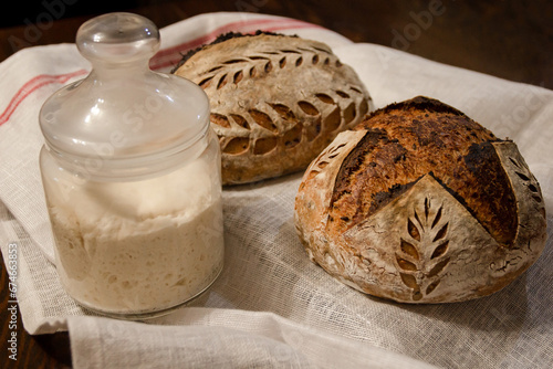 Sourdough for bread at home. Cultivation of sourdough for cooking wholesome bread.