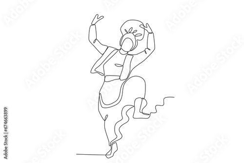 Wallpaper Mural An Indian man dances beautifully. Lohri one-line drawing Torontodigital.ca