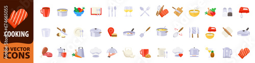 Cooking icon. Cooking icon set. Flat style.