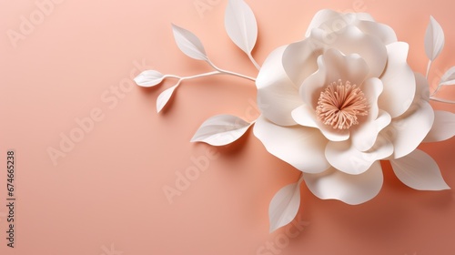 3D flower background with paper cut style and rose pastel color blank paper for text or content © Matthew