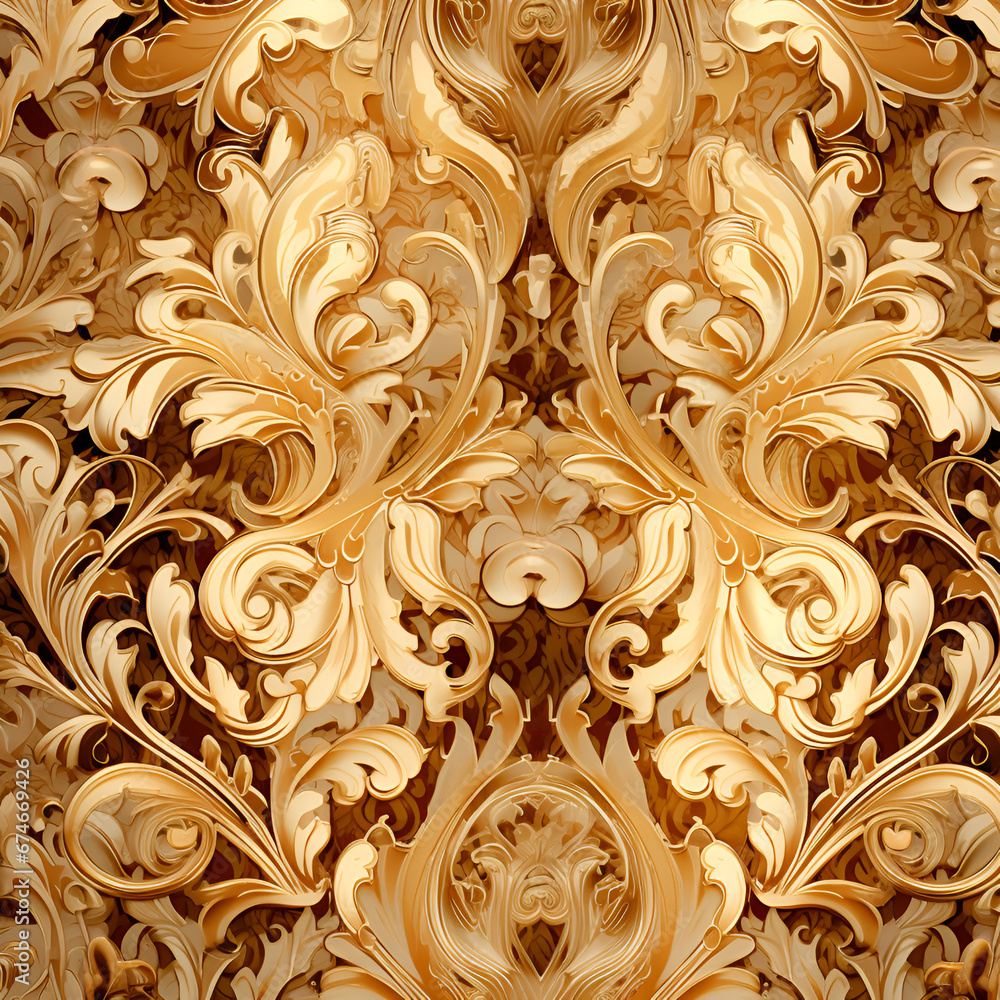 brocade laminated pattern light brown background and golden elements brocade laminated pattern light brown background and golden elements