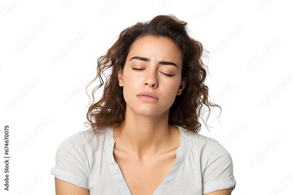 Studio portrait of upper half of a young woman showing facial expressions isolated on transparent png background. Human emotions, Face expressions. Studio portrait of upper half of a young woman showing facial expressions isolated on transparent png background. Human emotions, Face expressions.