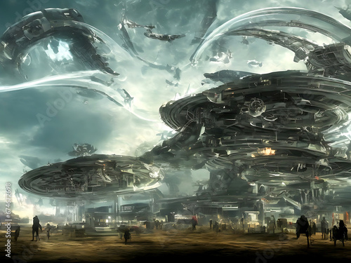 Aliens arrival concept, aliens are smiling and waving greeting on transparent background.