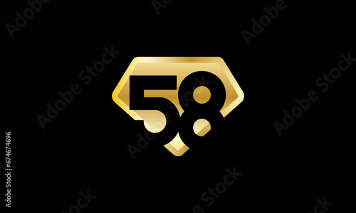 Diamond Gold Number Elegant Fashion Logo