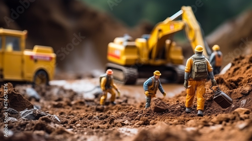 Miniature Construction Site. A miniature of a construction site bustling with activity.