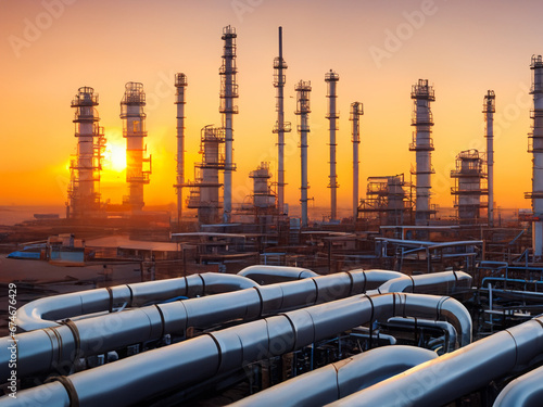 raffineria petrolio gas tubature photo