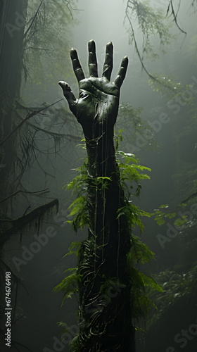 hand holding green tree in form of environment eco concept generative Ai.
