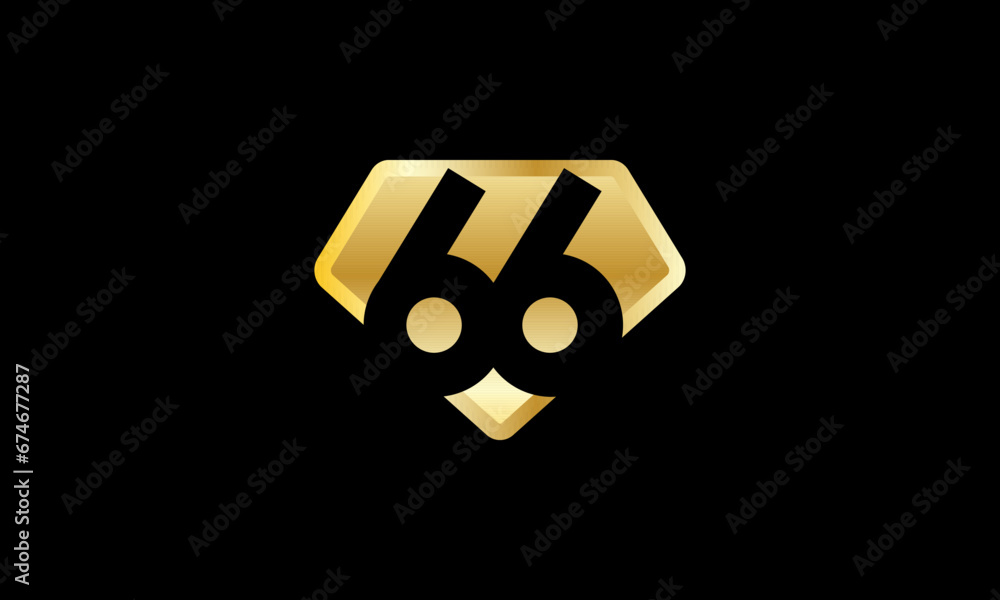Diamond Gold Number Elegant Fashion Logo Diamond Gold Number Elegant Fashion Logo