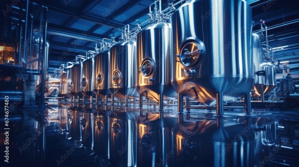 Stainless steel beer brewing equipment pipe Large reservoirs or tanks in modern breweries Stainless steel beer brewing equipment pipe Large reservoirs or tanks in modern breweries