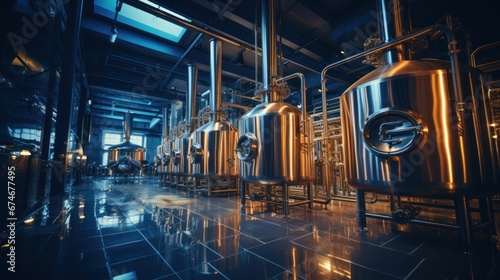 Stainless steel beer brewing equipment pipe Large reservoirs or tanks in modern breweries