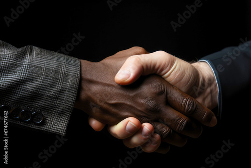 Business handshake of black and white men