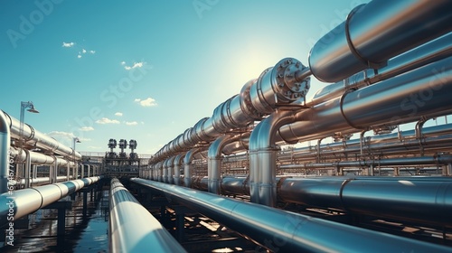 Pipes with waste water of industry is discharged into tank of treatment plant
