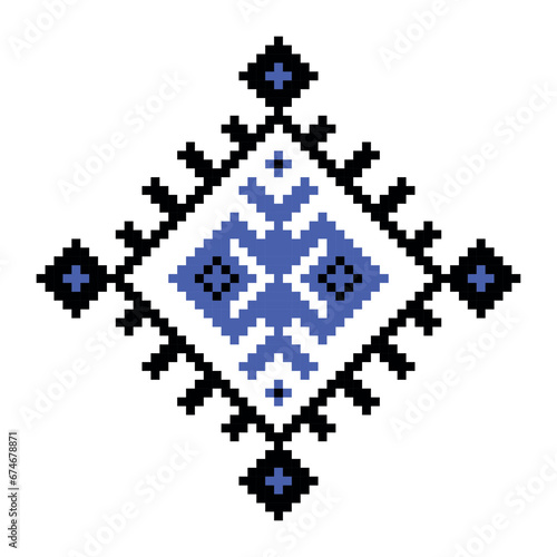 Vector illustration of ukrainian folk ornament. Vyshyvanka. Traditional geometric ornament from Eastern Europe on a white background. For tablecloth, dress, skirt, textile design.Ukrainian embroidery