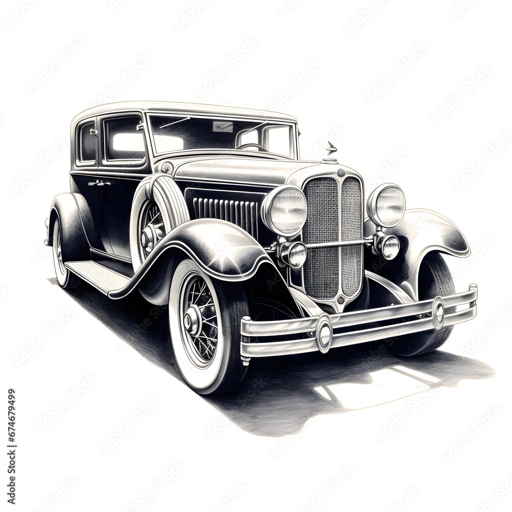 vintage car isolated on a white background.3d rendered illustration