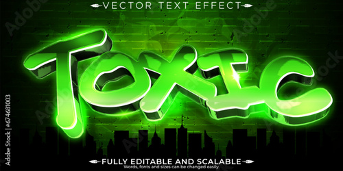 Toxic text effect, editable green chemical danger text style