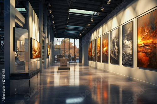 Art gallery displaying various pictures on its walls