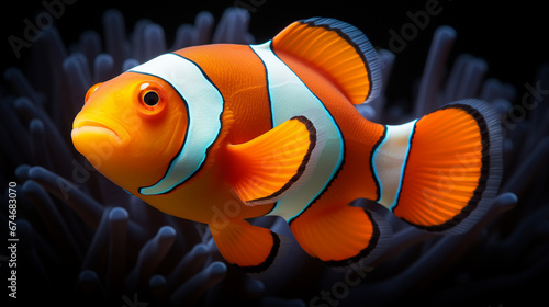 Clown fish on the background of a sea reef. Generative AI