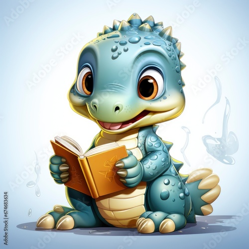 Cute Crocodile Holding Book School , Cartoon Graphic Design, Background Hd For Designer