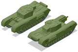 Isometric United Kingdom Tank, Infantry Tank Mk.IV Churchill . Armoured fighting vehicle designed for front-line combat, with heavy firepower
