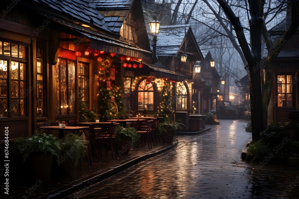 Street view of Amsterdam during Christmas time.
