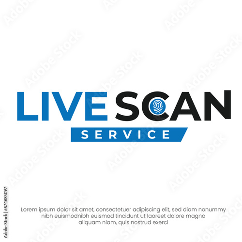 Live Scan Logo, Fingerprint Scanner Logo, Online Fingerprint Scan Logo Vector Template.