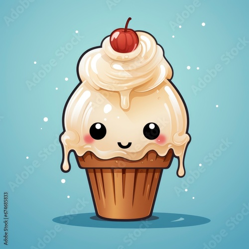 Cute Jellyfish Eating Ice Cream Cone   Cartoon Graphic Design  Background Hd For Designer