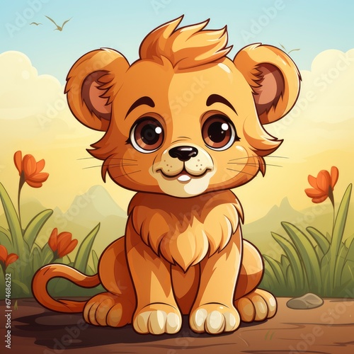 Cute Lion Sitting Teasing   Cartoon Graphic Design  Background Hd For Designer