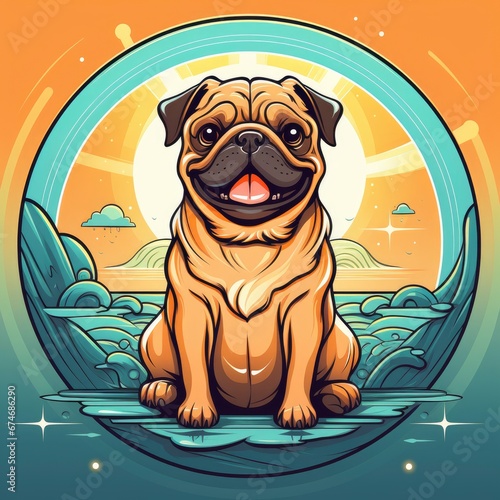 Cute Lucky Pug Dog Holding Gold Coin , Cartoon Graphic Design, Background Hd For Designer