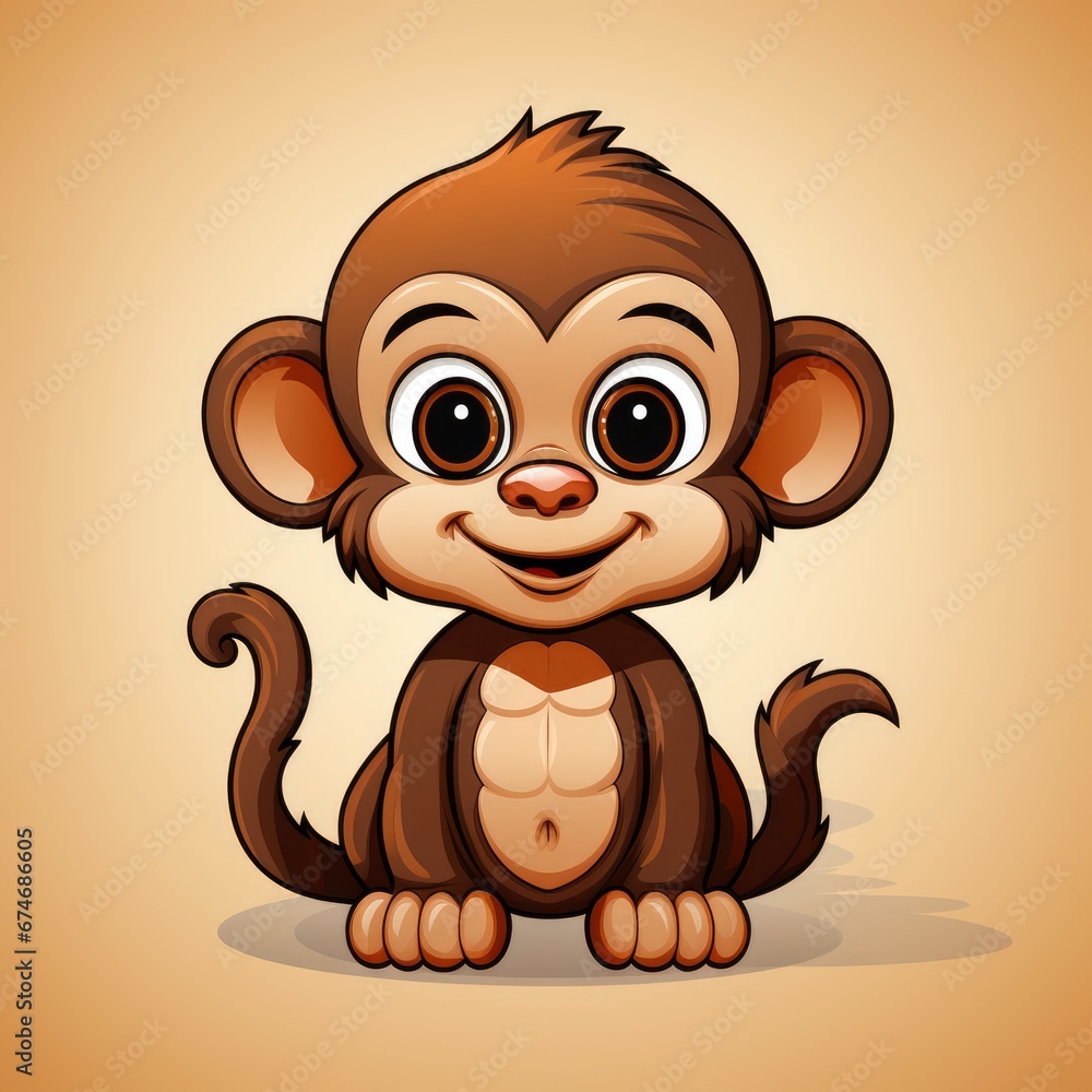 Fototapeta premium Cute Monkey Standing , Cartoon Graphic Design, Background Hd For Designer