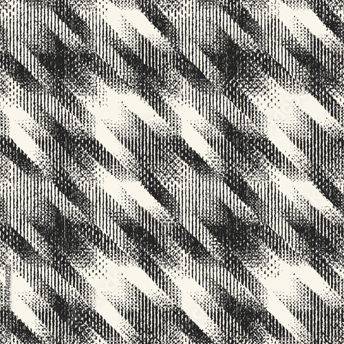 Monochrome Brushed  Degrade Textured Houndstooth Check Pattern