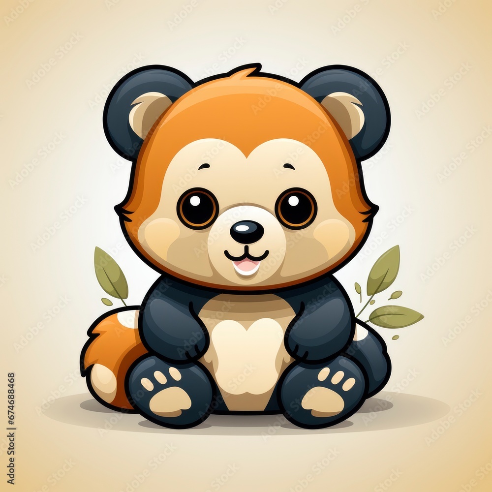 Fototapeta premium Cute Red Panda Thinking , Cartoon Graphic Design, Background Hd For Designer