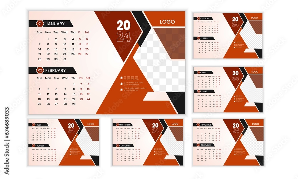 Vector elegant professional 2024 new calendar template.