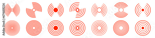 Set of vector radar icons with editable strokes