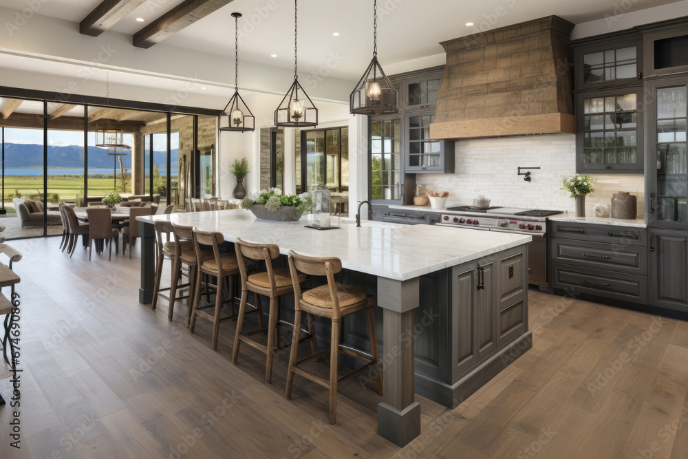 Spacious Kitchen Interior with Modern Island Design