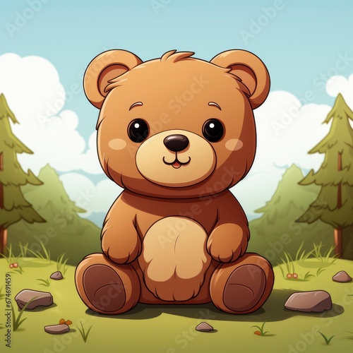 Cute Teddy Bear Sitting , Cartoon Graphic Design, Background Hd For Designer