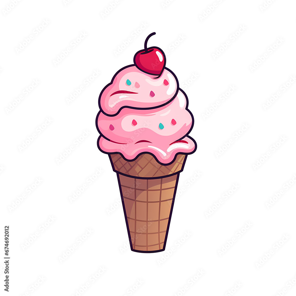 Simplified flat art image of a ice cream on a cone Simplified flat art image of a ice cream on a cone