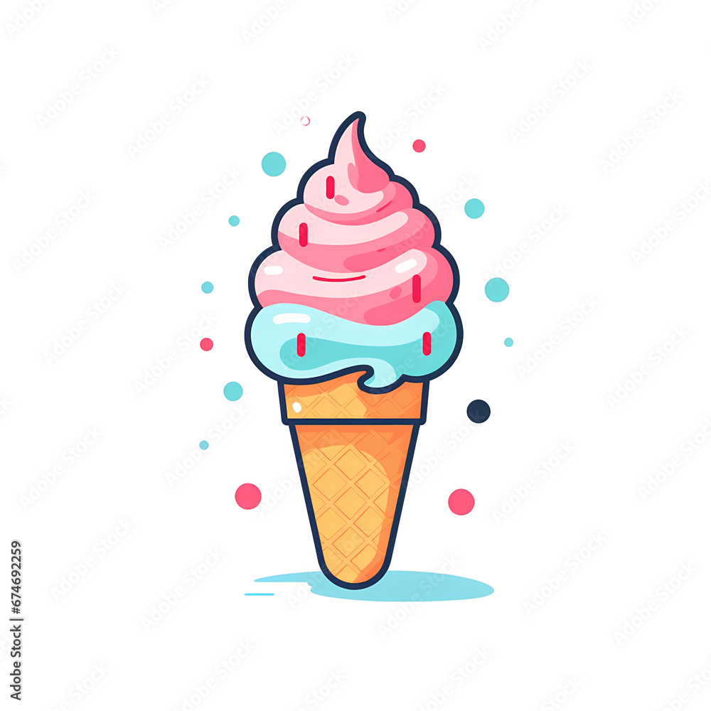 Simplified flat art image of a ice cream on a cone Simplified flat art image of a ice cream on a cone
