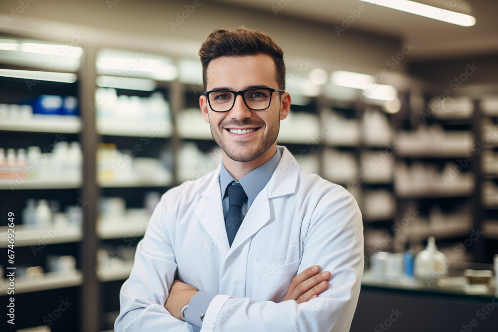 a male pharmacist in a pharmacy