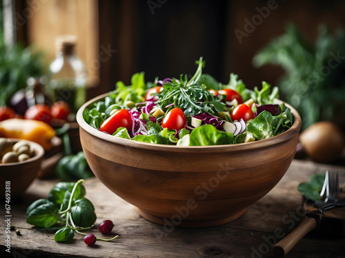 Fresh salad prepared with appetizing greens