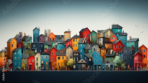 colorful Illustration of housing equity and inclusive community photo